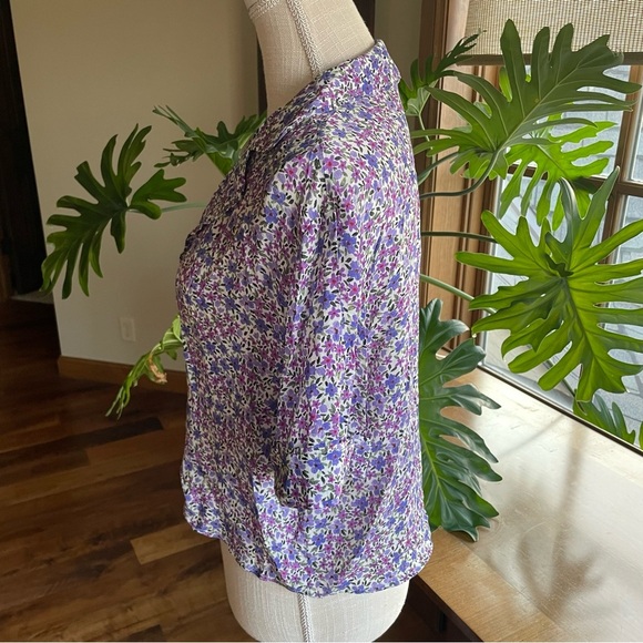 Favorite Daughter The Savannah Short Sleeve Floral Button Down Shirt in Purple - Picture 2 of 12